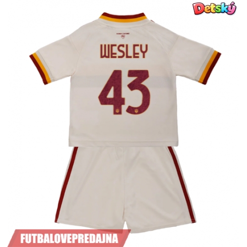 Lacne Dětský Futbalové dres AS Roma Wesley Franca #43 2026-27 Krátky Rukáv - Preč (+ trenírky)